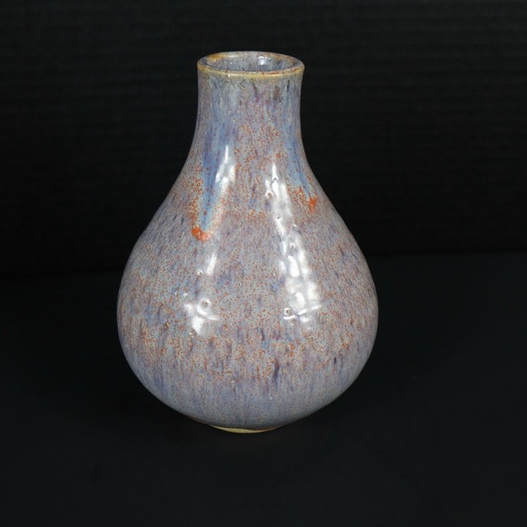 Studio Other - Art Pottery Blue Orange Drip Glaze Vibrant Vase Signed By Artist
